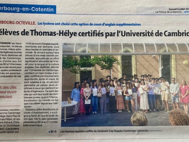 44 élèves certifiés par l’Université de Cambridge